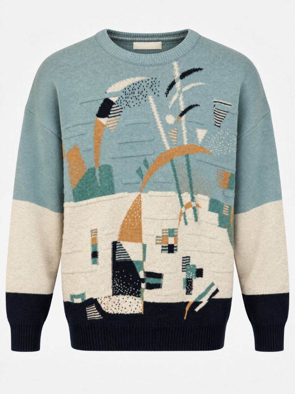 Vintage J.T. Beckett Abstract Geometric Knit Sweater 90s Grandpa Crewneck L XL